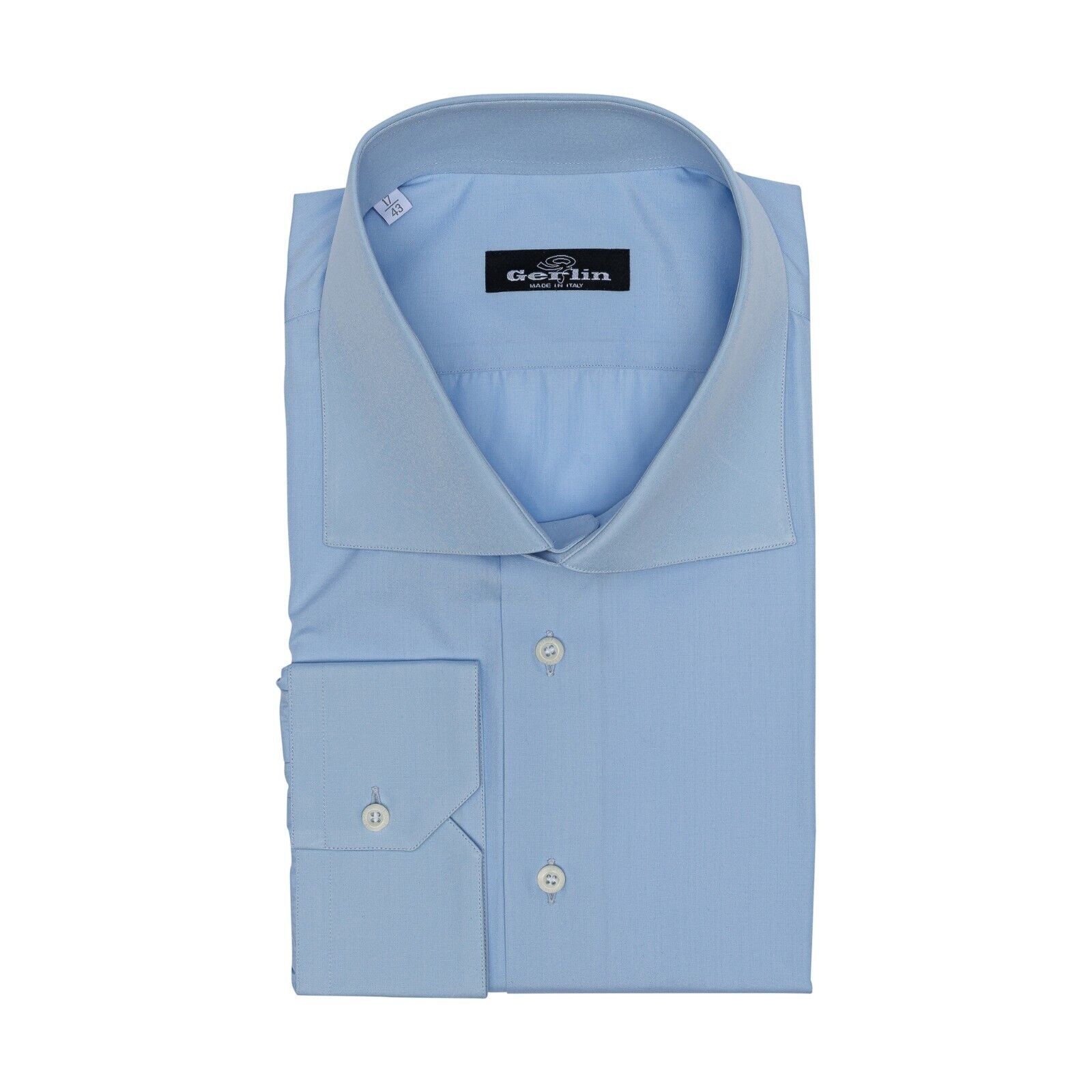 690$ LUXURY GERLIN Shirt Solid Blue T.Mason Cotton 17 - 43 2E ZILLI