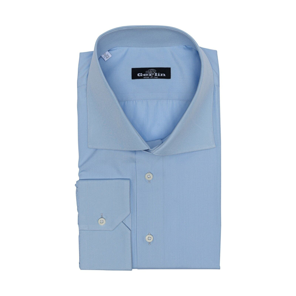 690$ LUXURY GERLIN Shirt Solid Blue T.Mason Cotton 17 - 43 2E ZILLI