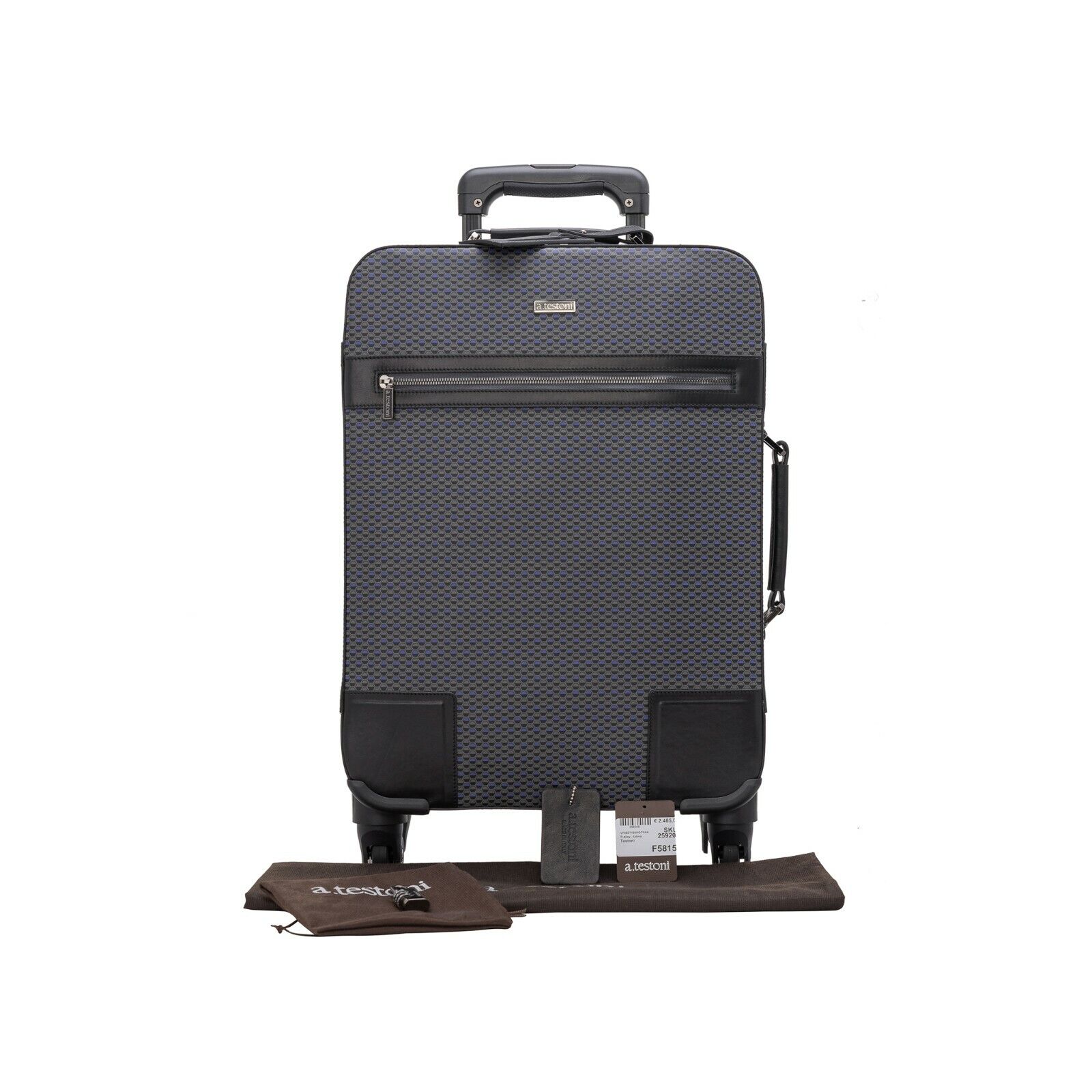 $2950 Testoni Bologna Suitcase Travel Luggage Trolley Cloud OPTICAL Calf