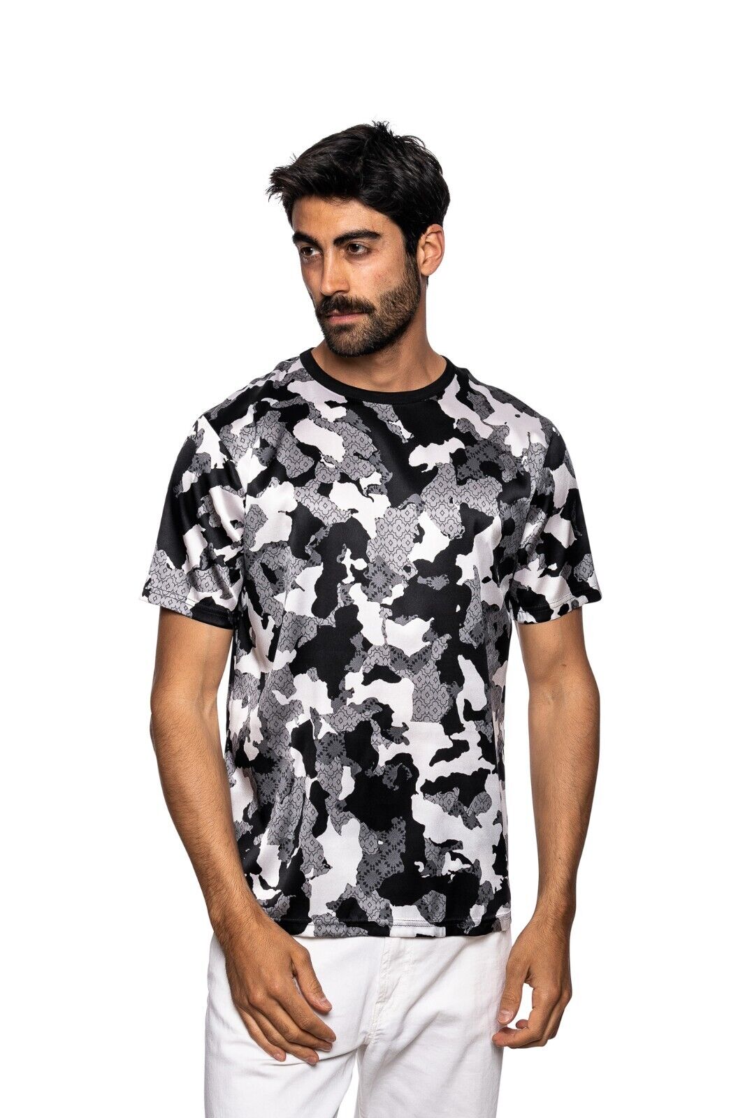 750$ ITALO FERRETTI T-Shirt "CAMOUFLAGE" 100% Silk COMO 40 US / 50 EU BIJAN
