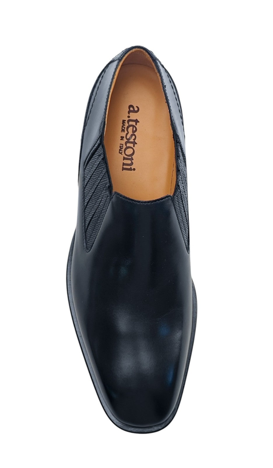 1200$ TESTONI 1929 Slip On Shoes Saffiano + Calf Blue Navy 8 UK / 9 US / 42 IT