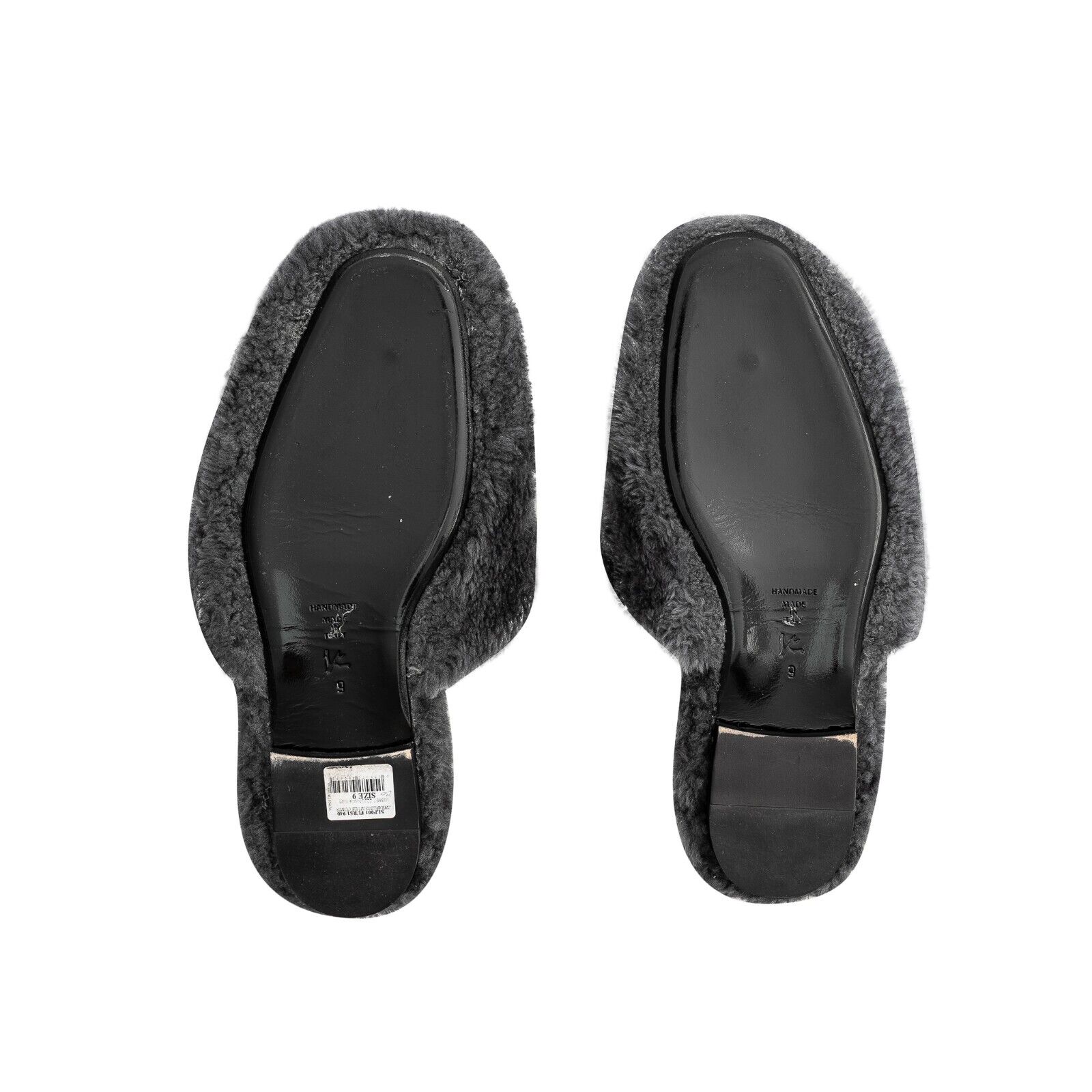 $1450 ISAIA NAPOLI Gray Mule Sabot Slippers Shoes in Shearling Fur 10 US / 9 UK