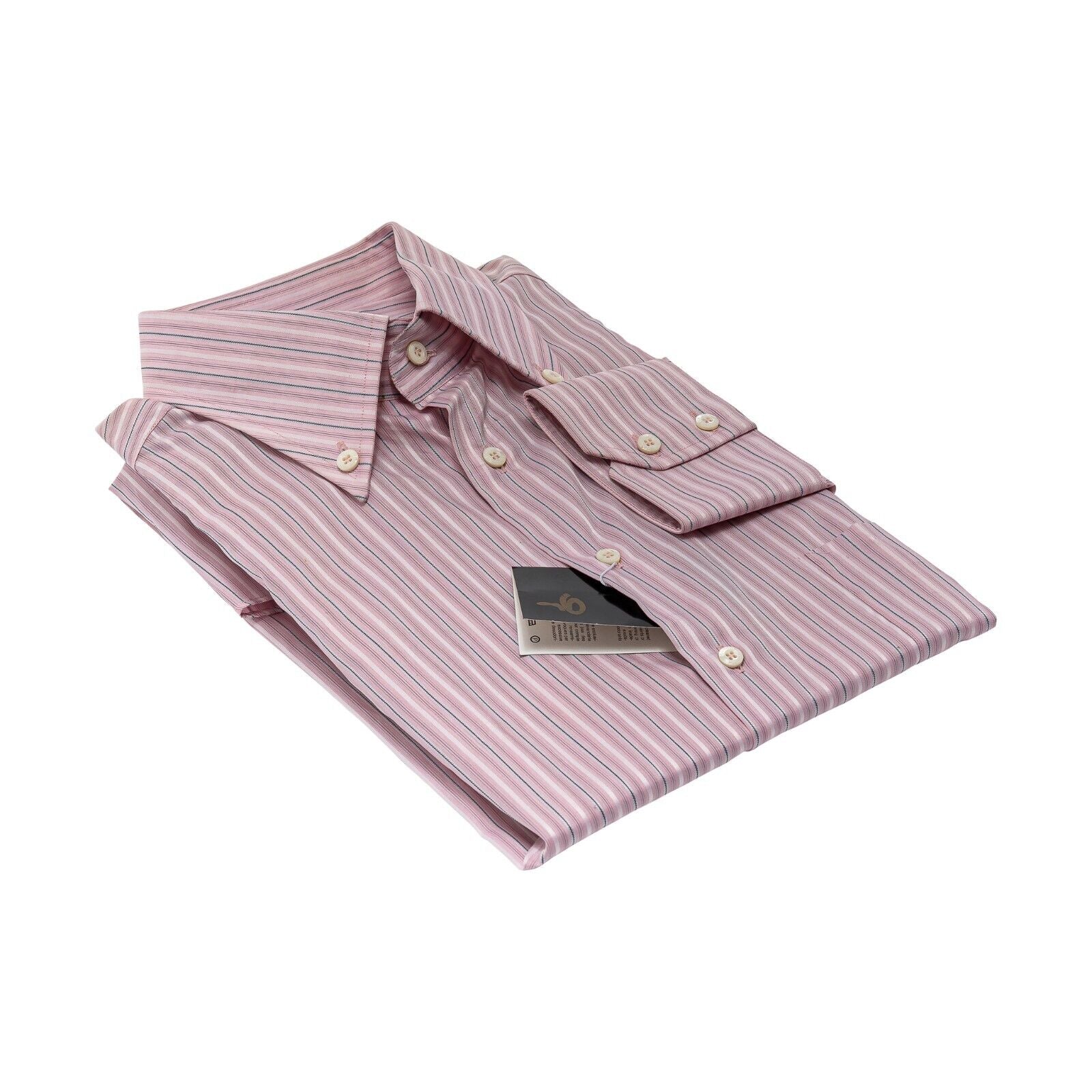 690$ LUXURY GERLIN Shirt Striped Pink ALUMO Cotton 16 - 41 8C BIJAN