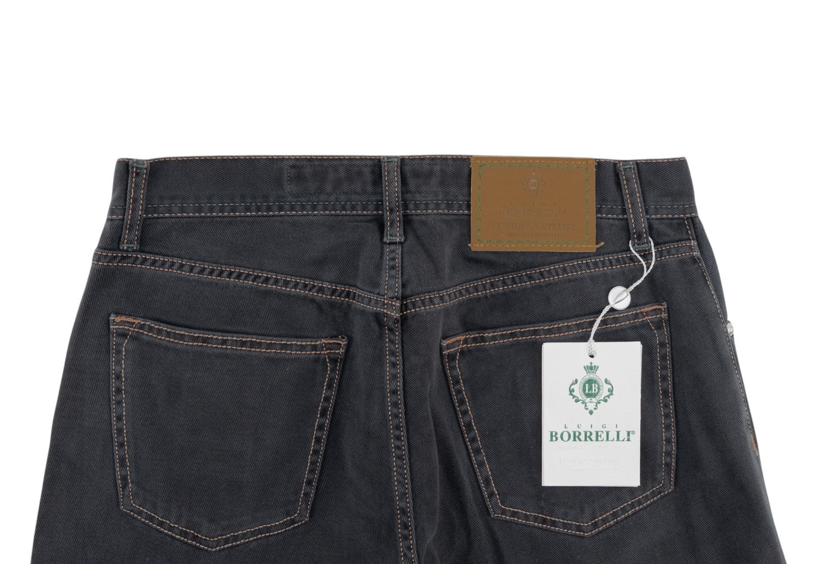415$ LUIGI BORRELLI NAPOLI Gray Wash Denim Jeans Pant Twill Cotton
