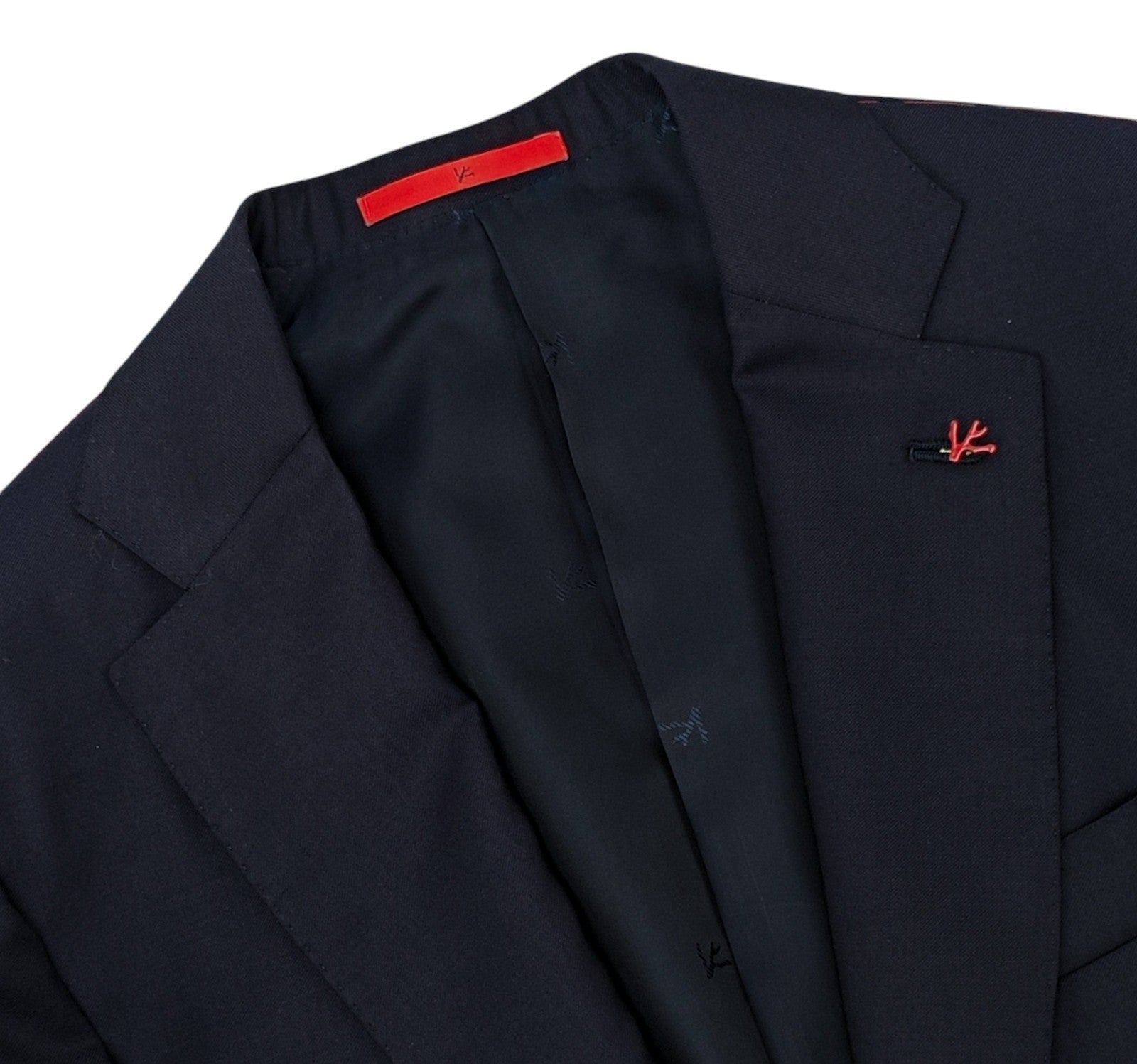 $7120 ISAIA NAPOLI Sanita "Aquaspider" Blue Navy Solid Hand-Sewn Suit Wool 8R