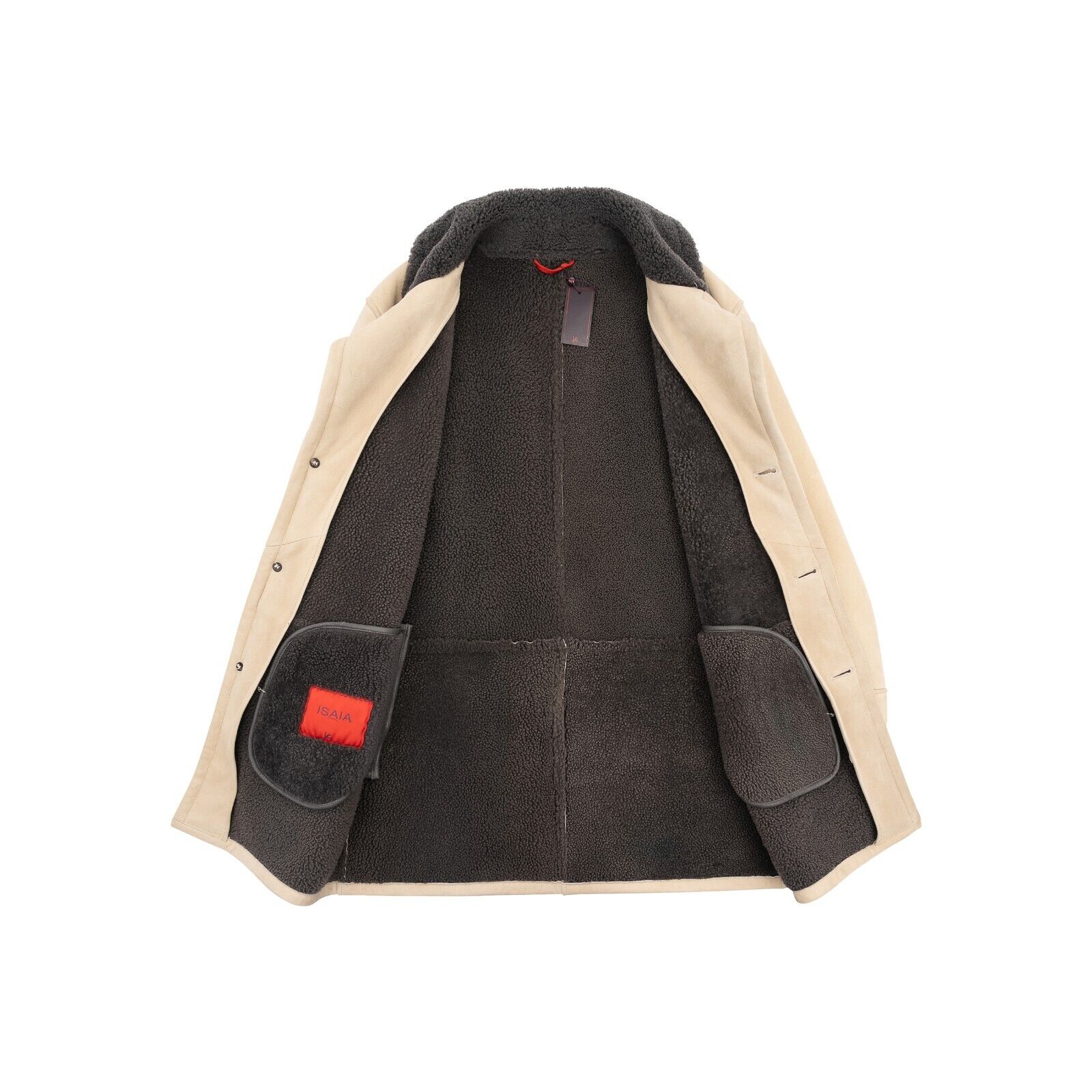 7400$ ISAIA NAPOLI Beige Shearling Jacket Coat 100% Lambskin Leather 38 US 48 EU