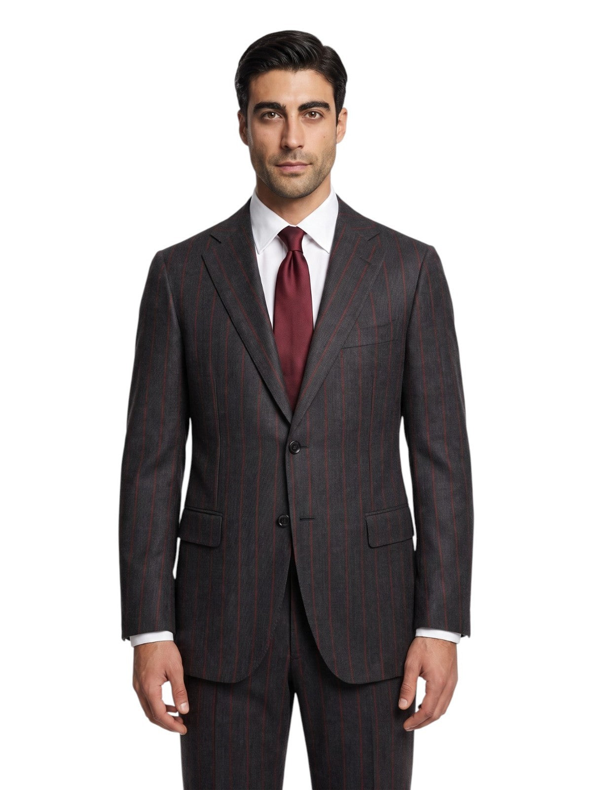 $2500 RAFFAELE CARUSO Dark Gray Suit Fine Wool 110's Pinstripe 40 US / 50 EU