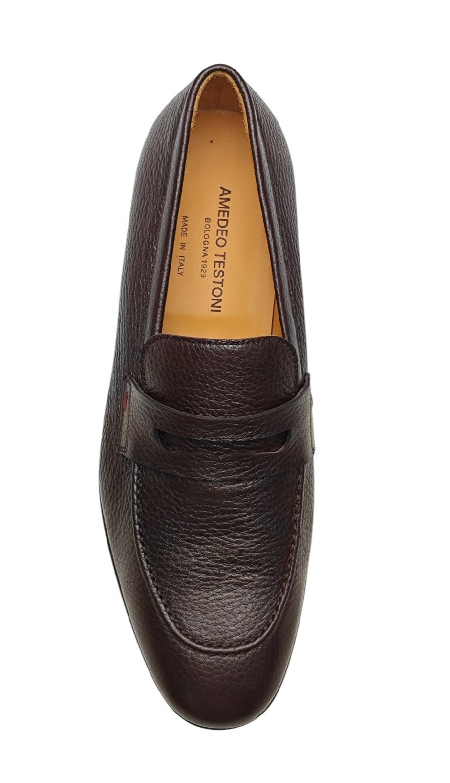 1250$ TESTONI Loafer BOLOGNESE Shoes Deerskin Cigar 8 UK / 9 US / 42 IT