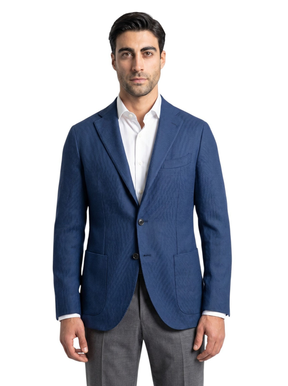 $1850 LUIGI BORRELLI NAPOLI Blue Jacket Sport Coat Knit Wool 36 US / 46 EU