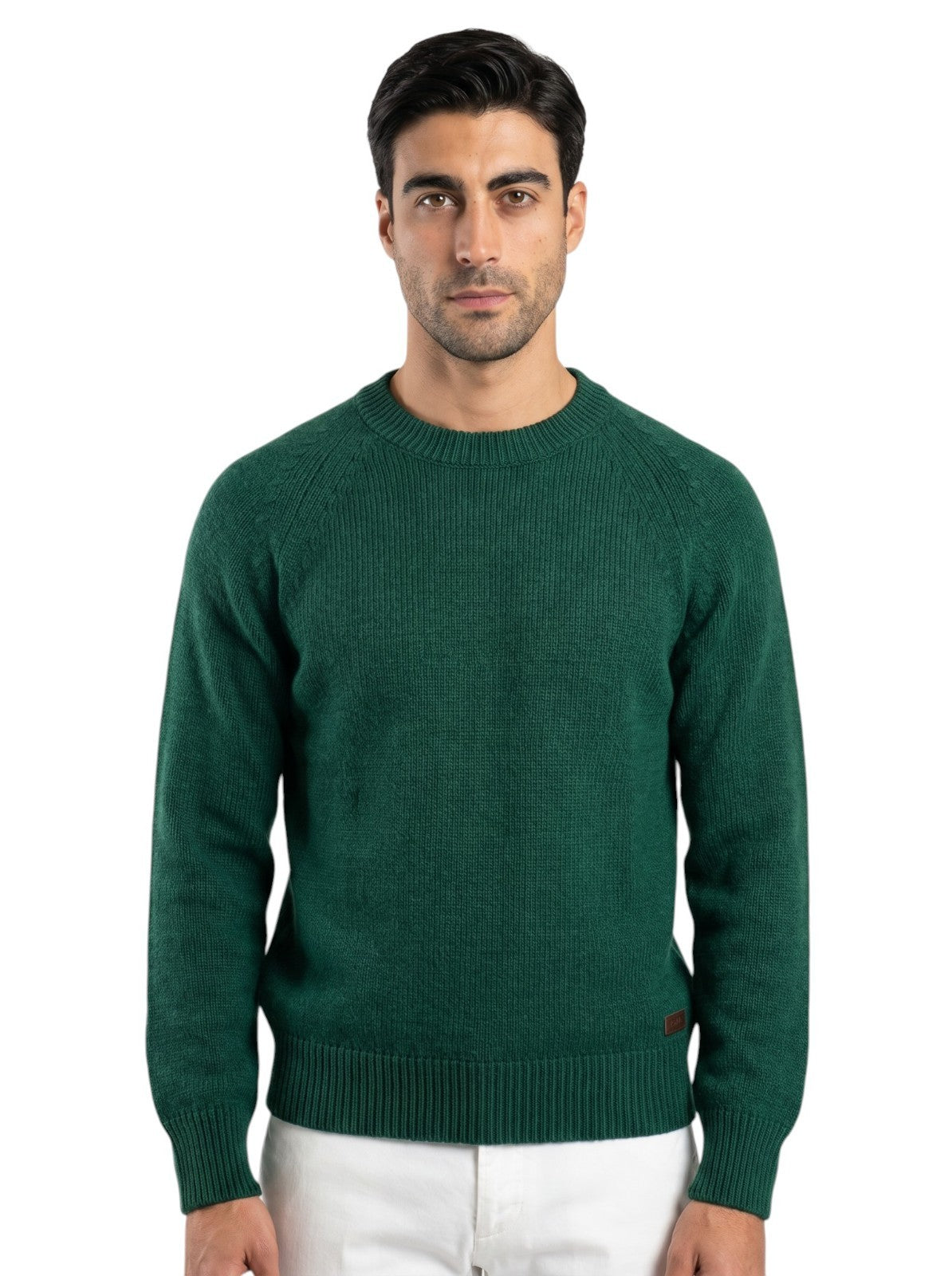 1890$ ISAIA NAPOLI Forest Green Sweater Woven Knit Soft Cotton Cashmere M