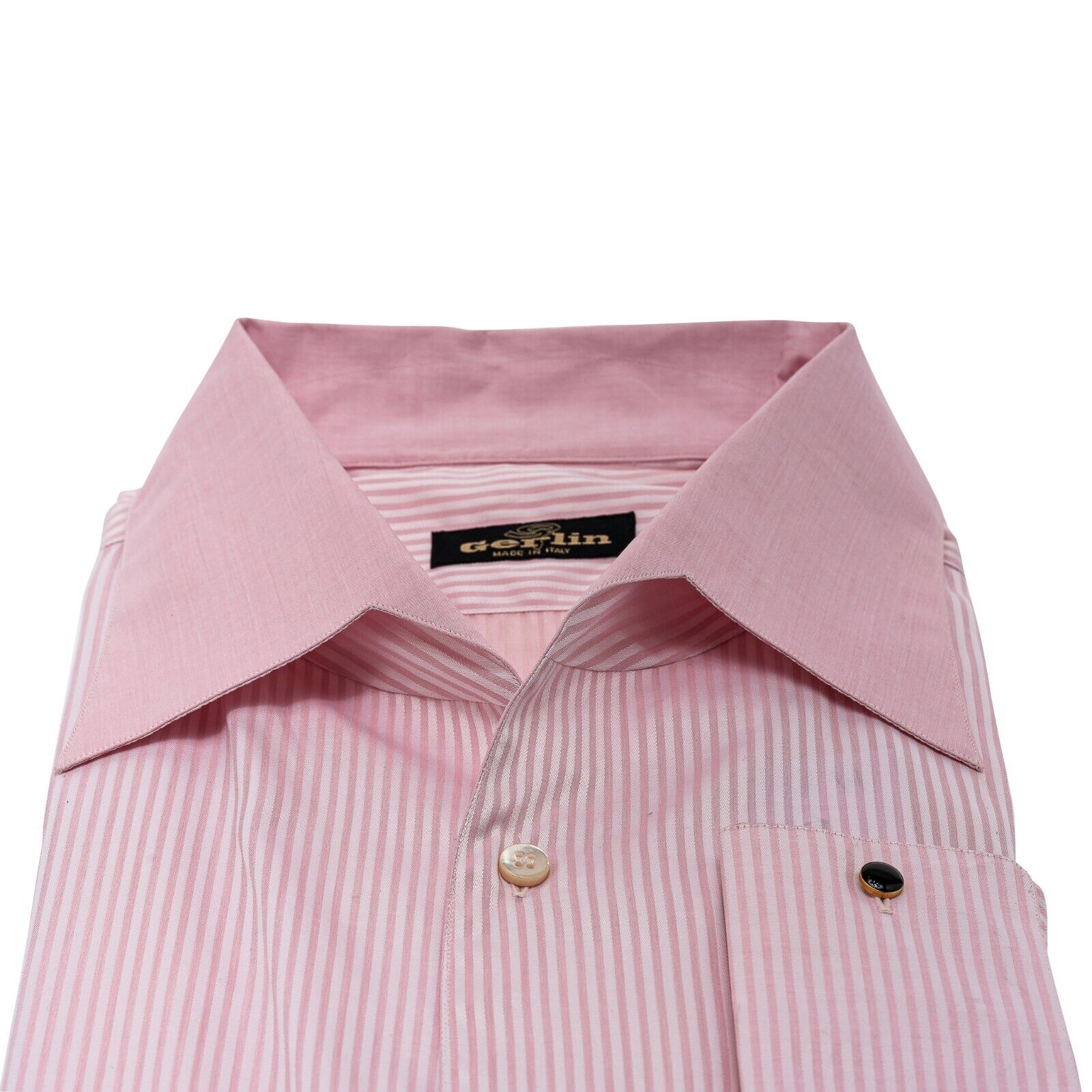 690$ LUXURY GERLIN Shirt Striped Pink ALUMO Cotton 16- 41 BIJAN