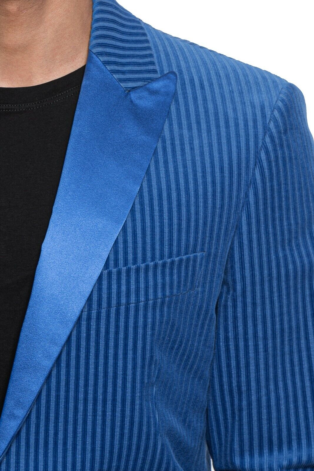 $3200 Belvest RARE Blue Corduroy Tuxedo Suit Peak Lapel 7R Regular Fit