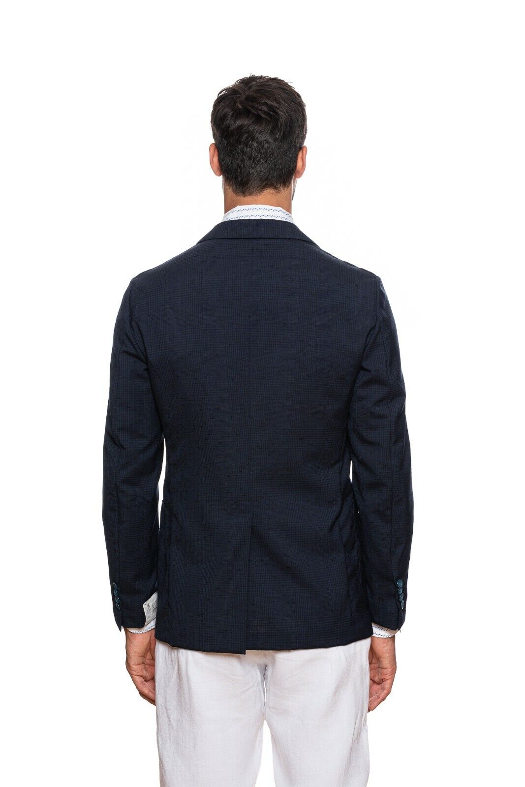 1980$ BELVEST Dark Blue Glen Plaid Light Wool Jacket Blazer 40 US / 50 EU 8R
