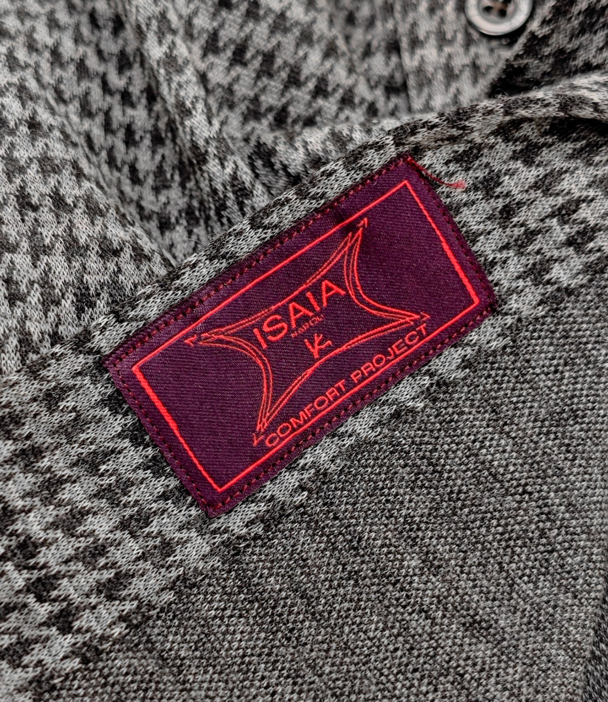 1650$ ISAIA "Comfort Project" Gray Shirt Houndstooth 100% Cashmere 16.5 - 42