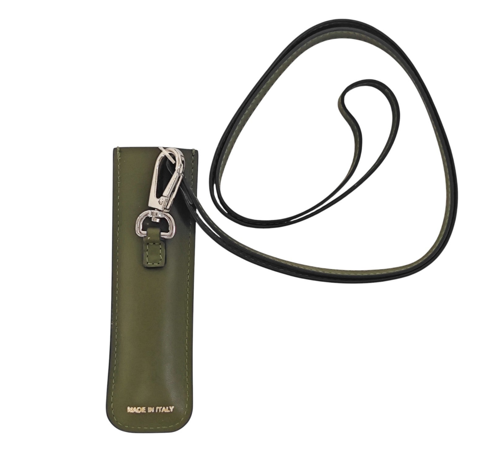 150$ PINEIDER FIRENZE 1774 Leather Single Pen Necklace Holder Lanyard Green