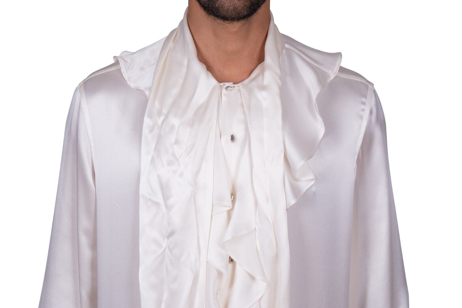 1800$ RARE!! GERLIN "VICTORIAN" Shirt 100% Satin Silk Size M - BIJAN