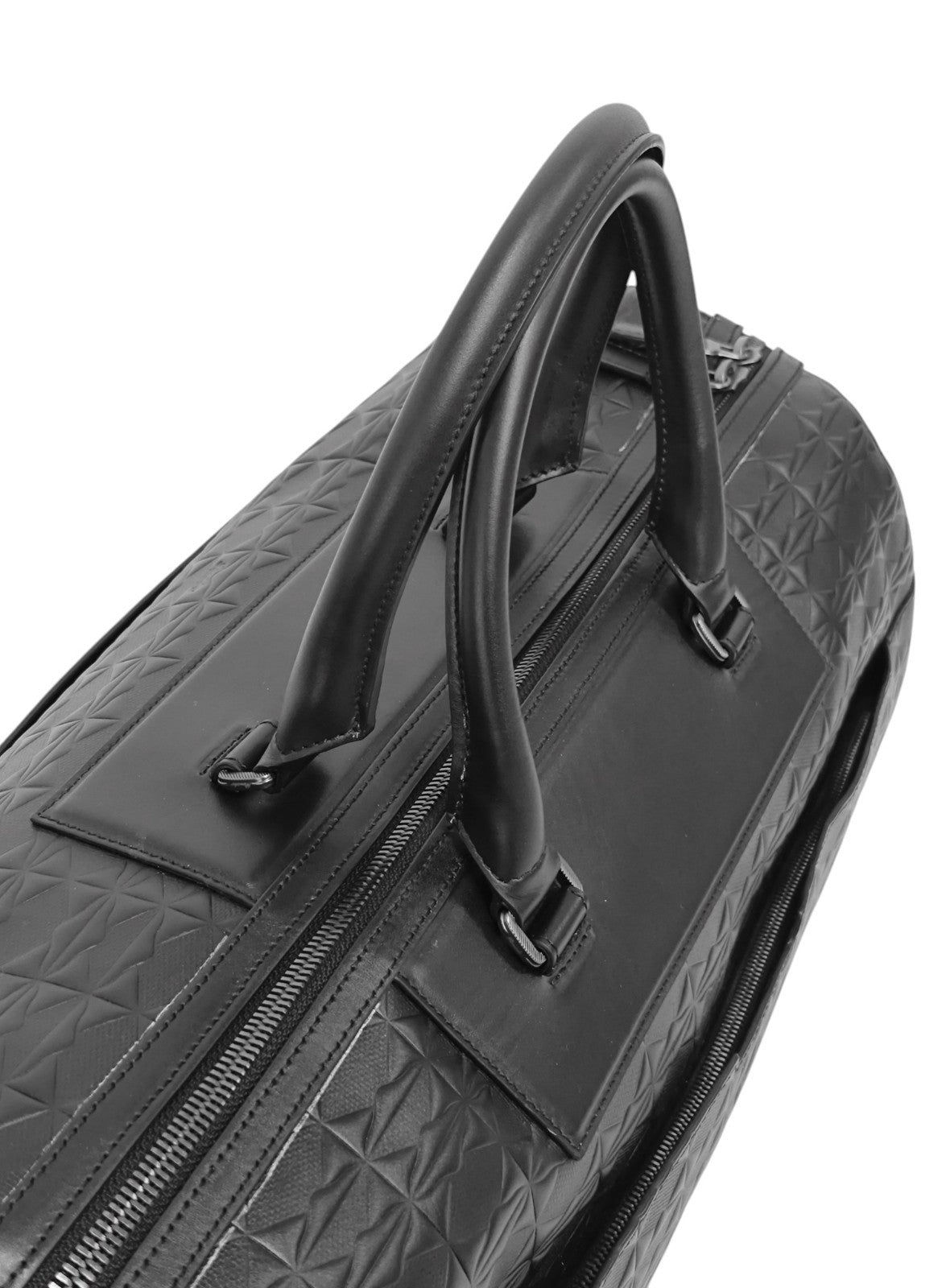 1550$ PINEIDER FIRENZE Embossed Empress Calf Large Duffle Bag Travel Black
