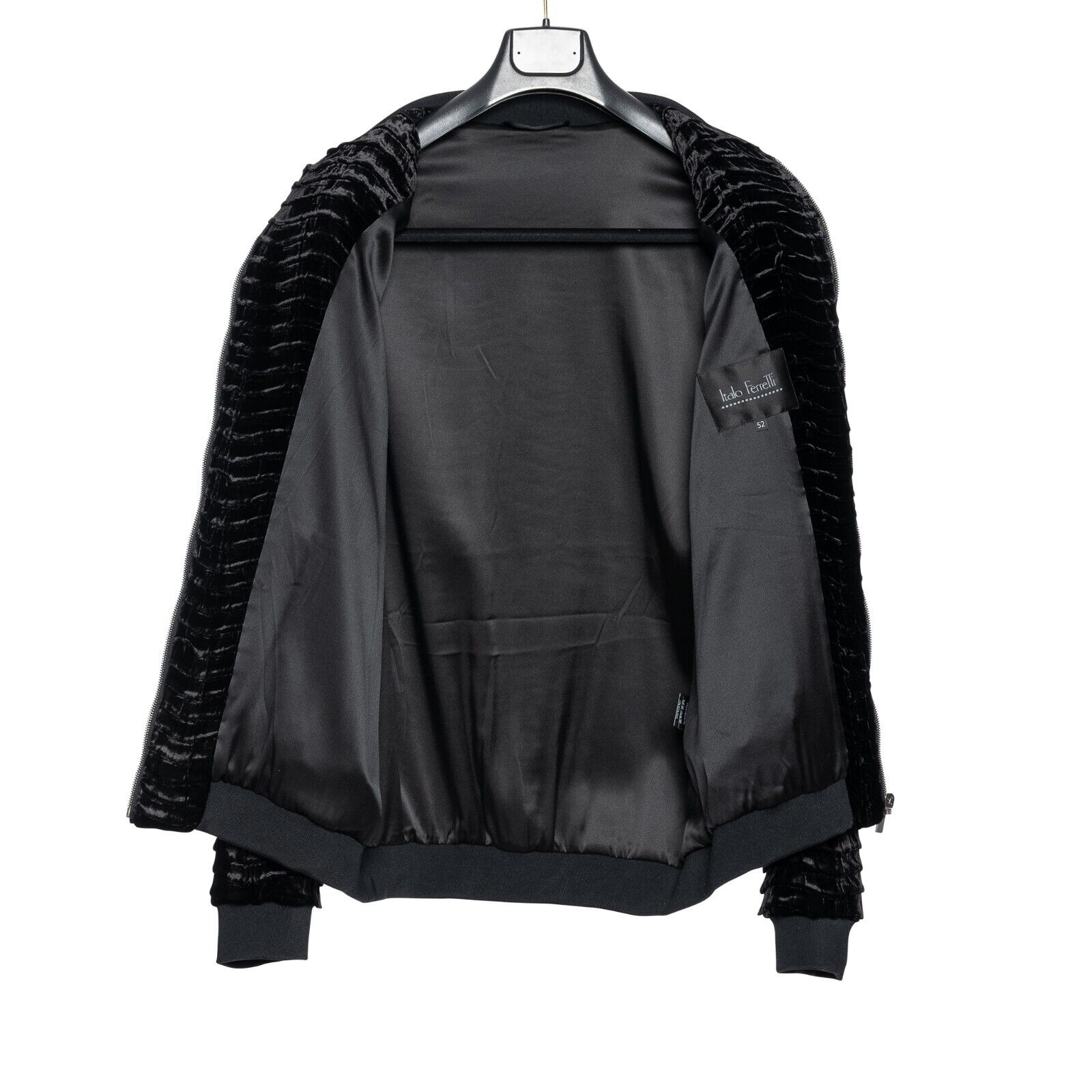 2000$ ITALO FERRETTI Bomber Jacket Velvet "REPTILE" Lining in Silk 42 US / 52 EU