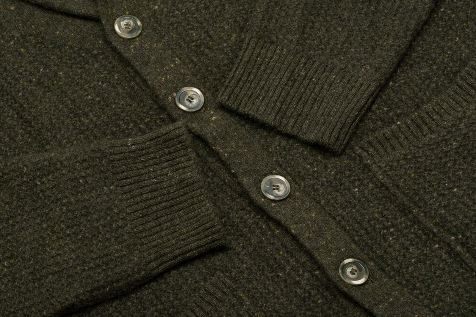 $1300 FEDELI CASHMERE Green Cardigan Thick 100% Cashmere Ribbed 40 US / 50 EU