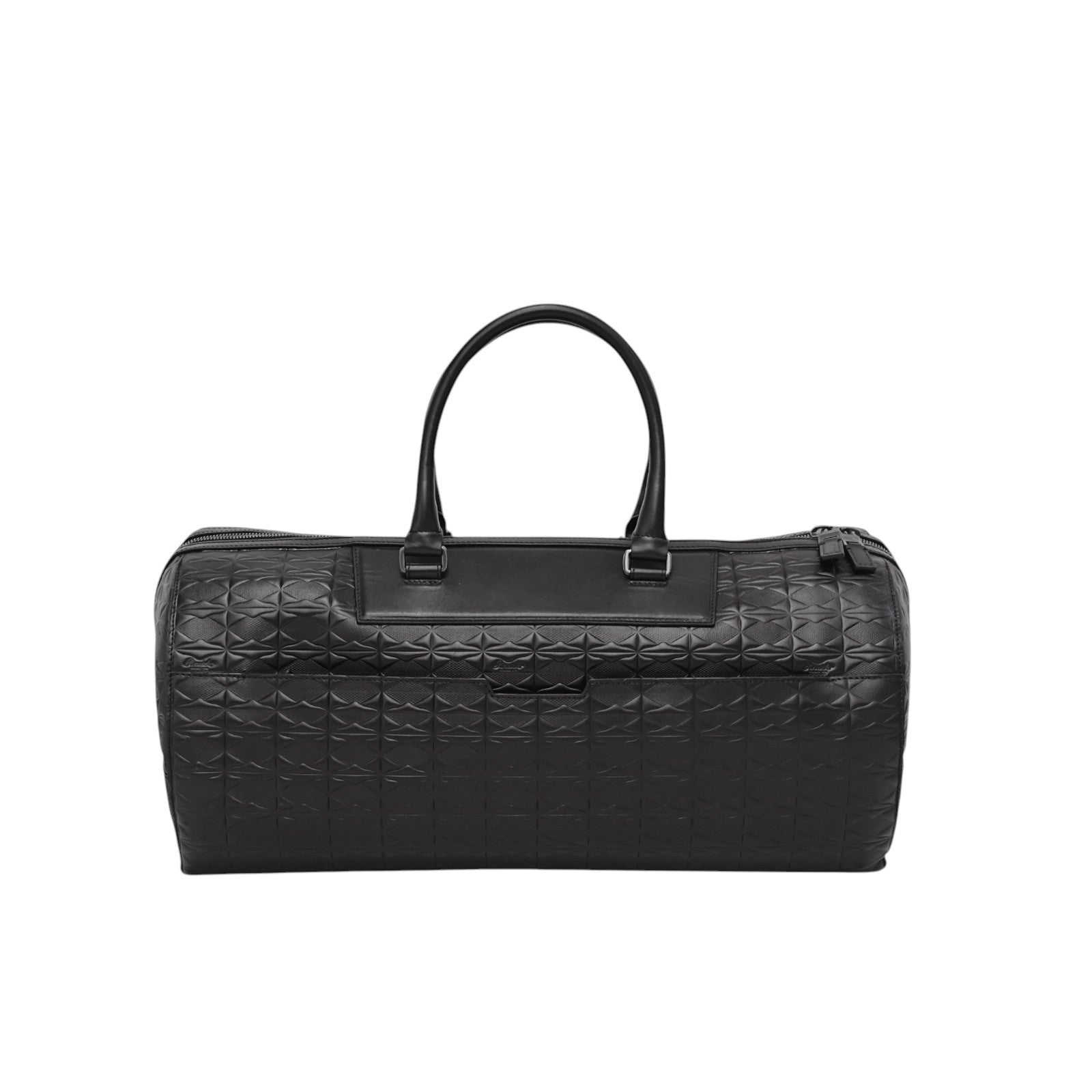 1550$ PINEIDER FIRENZE Embossed Empress Calf Large Duffle Bag Travel Black