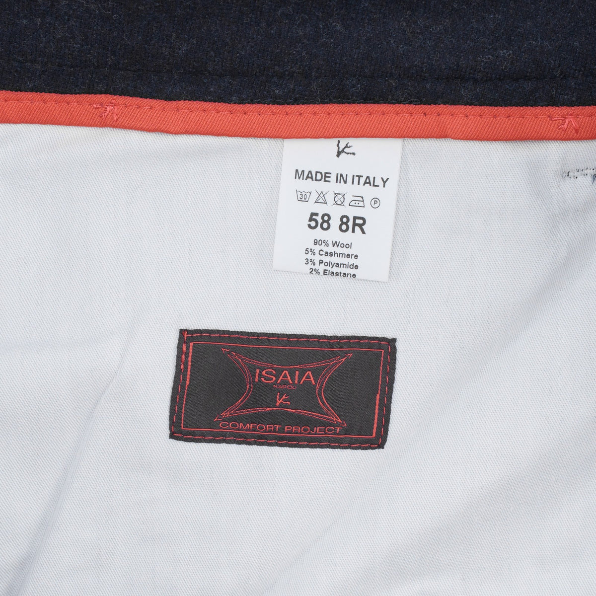 1100$ ISAIA NAPOLI Blue Navy 5 Pockets Pant Wool - Cashmere Slim 42 US / 58 EU