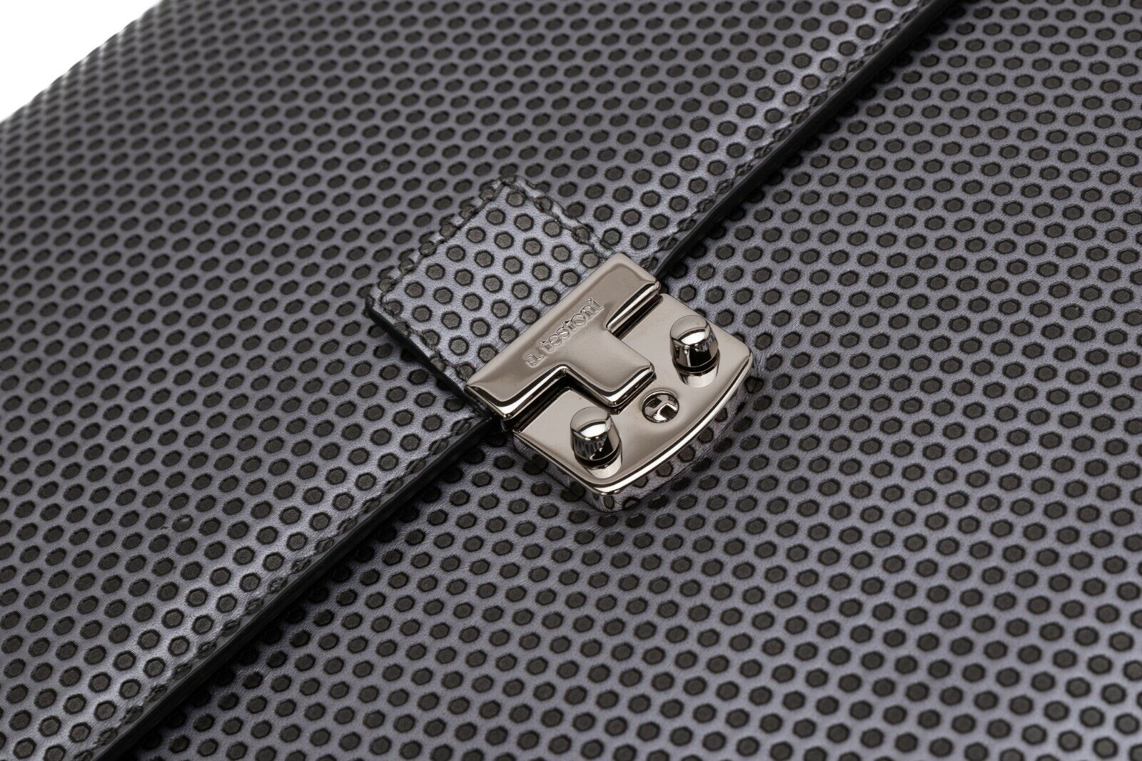 $1290 Testoni Bologna Metal Briefcase PC Case Honeycomb Luxury Calf