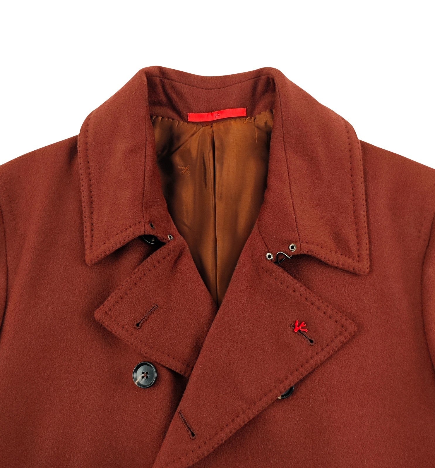 7.2K ISAIA NAPOLI Rust Double Breasted Trench Coat 100% Cashmere 38 US / 48 EU