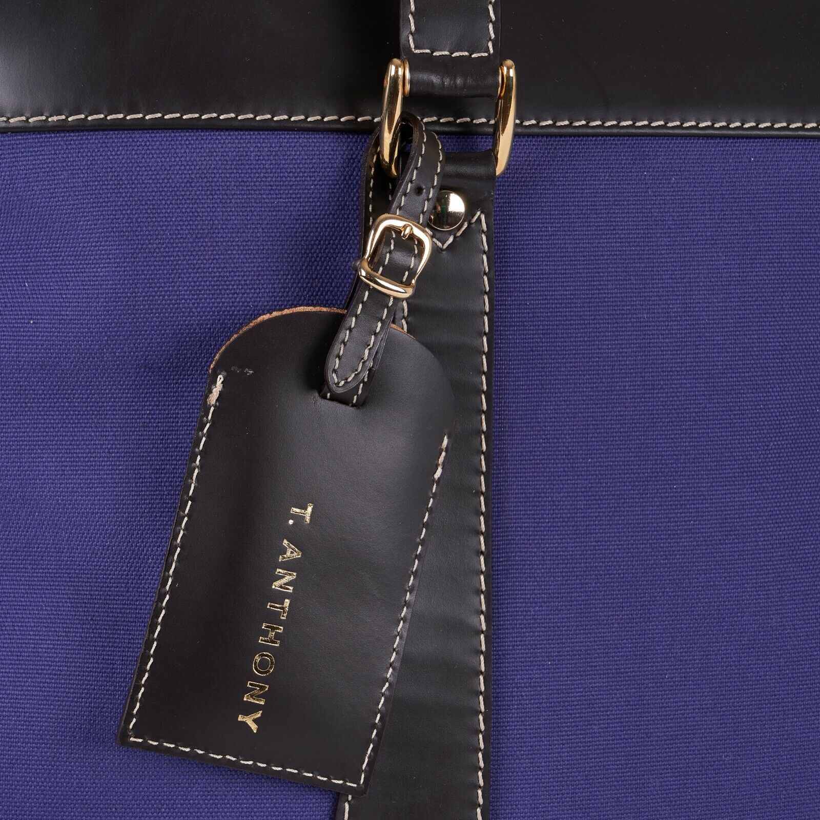 $880 LUXURY T.ANTHONY NEW YORK Violet Duffle Bag Weekender Travel Leather Canvas