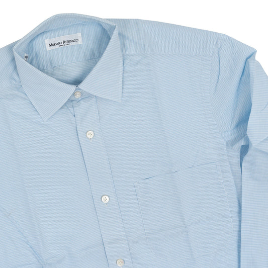 520$ RUBINACCI NAPOLI Blue Hand-Sewn Checks Pocket Shirt Cotton Classic Fit 2N