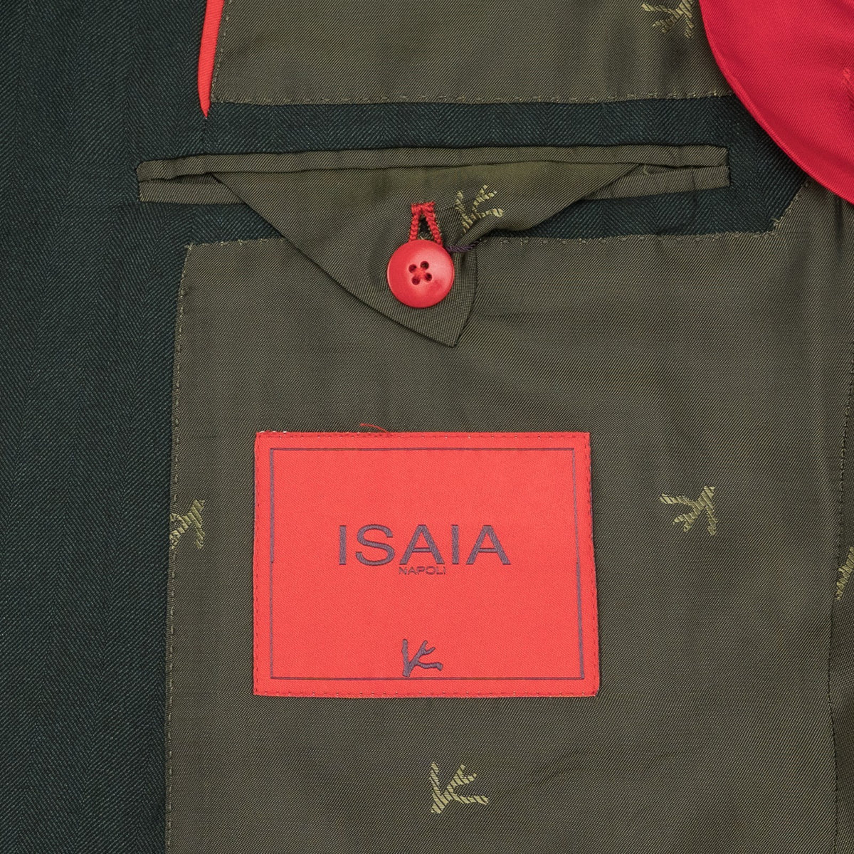 $7155 ISAIA "Sanita" Dark Green Suit Hand-Sewn Fine Wool & Silk Herringbone