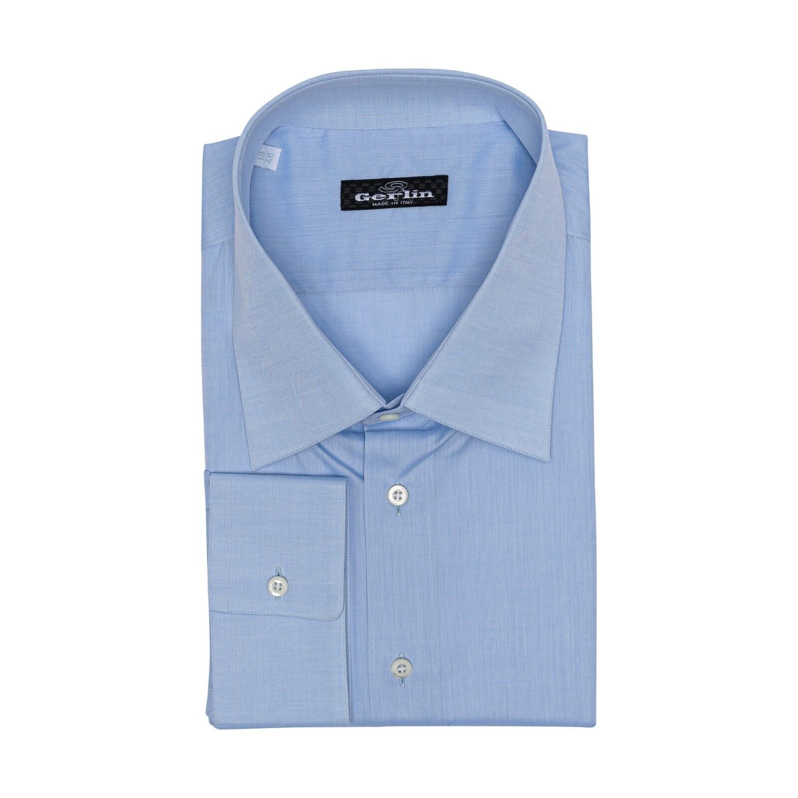 690$ LUXURY GERLIN Shirt Blue Solid T.MASON Cotton 18 - 46 1T BIJAN