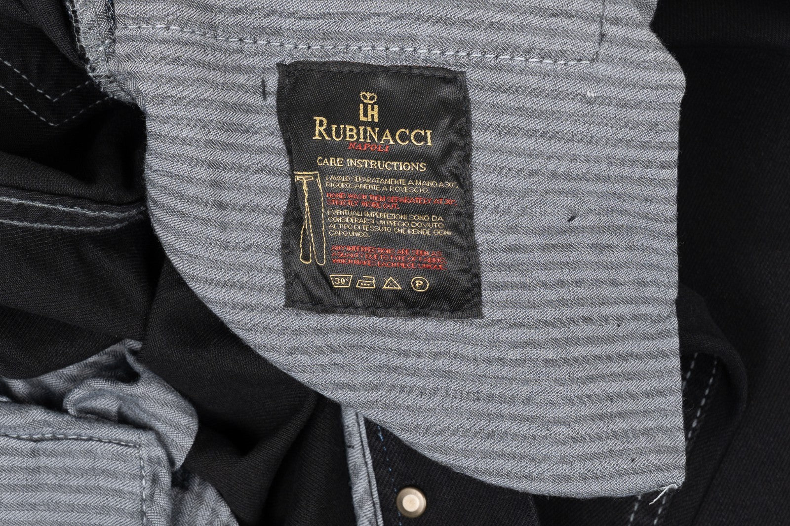 490$ RUBINACCI NAPOLI Black Denim Jeans Trousers Pant Cotton Regular Fit