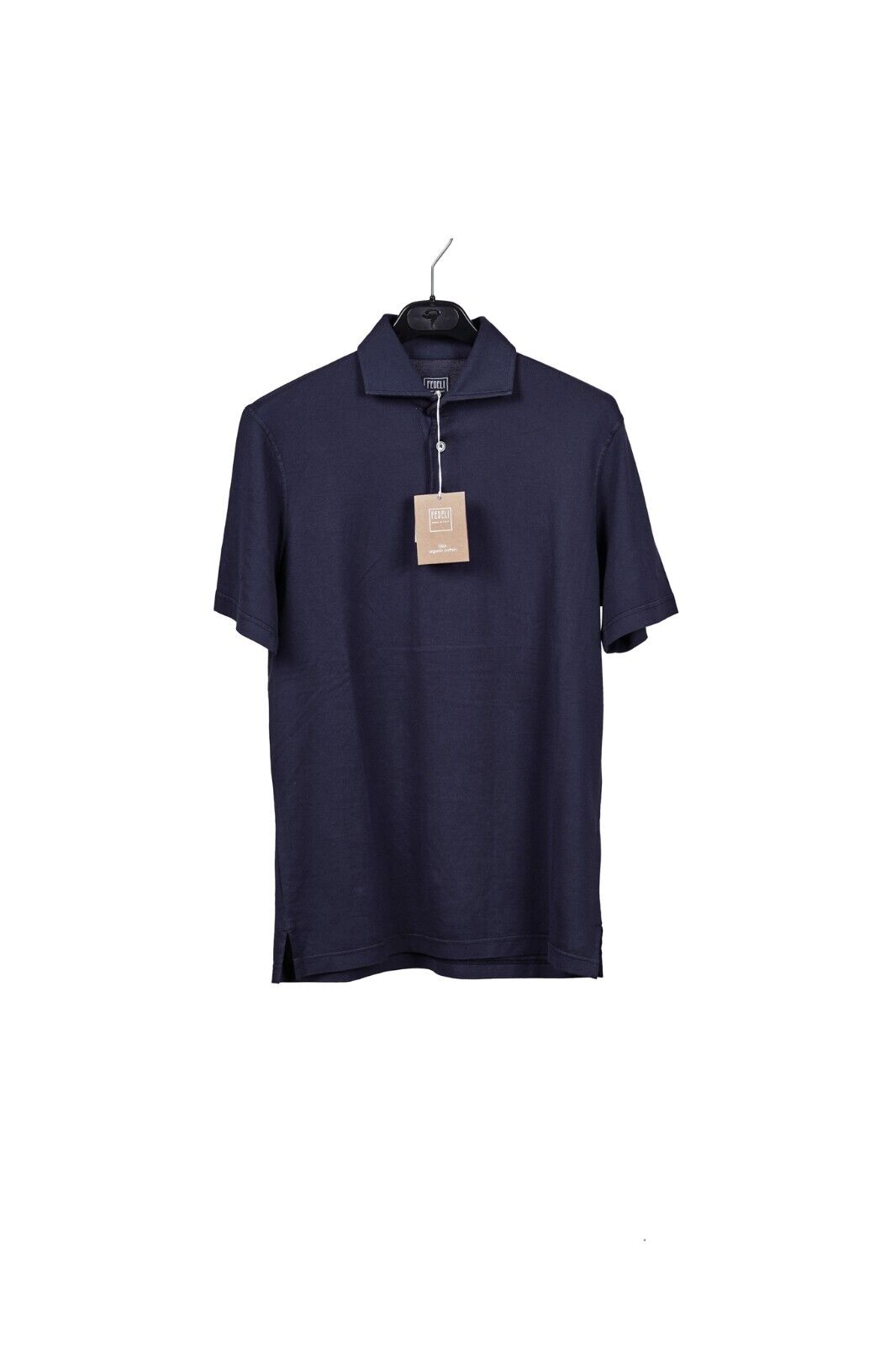 280$ Luxury FEDELI CASHMERE Knit Polo Giza Cotton Blue Navy 36 US / 46 EU