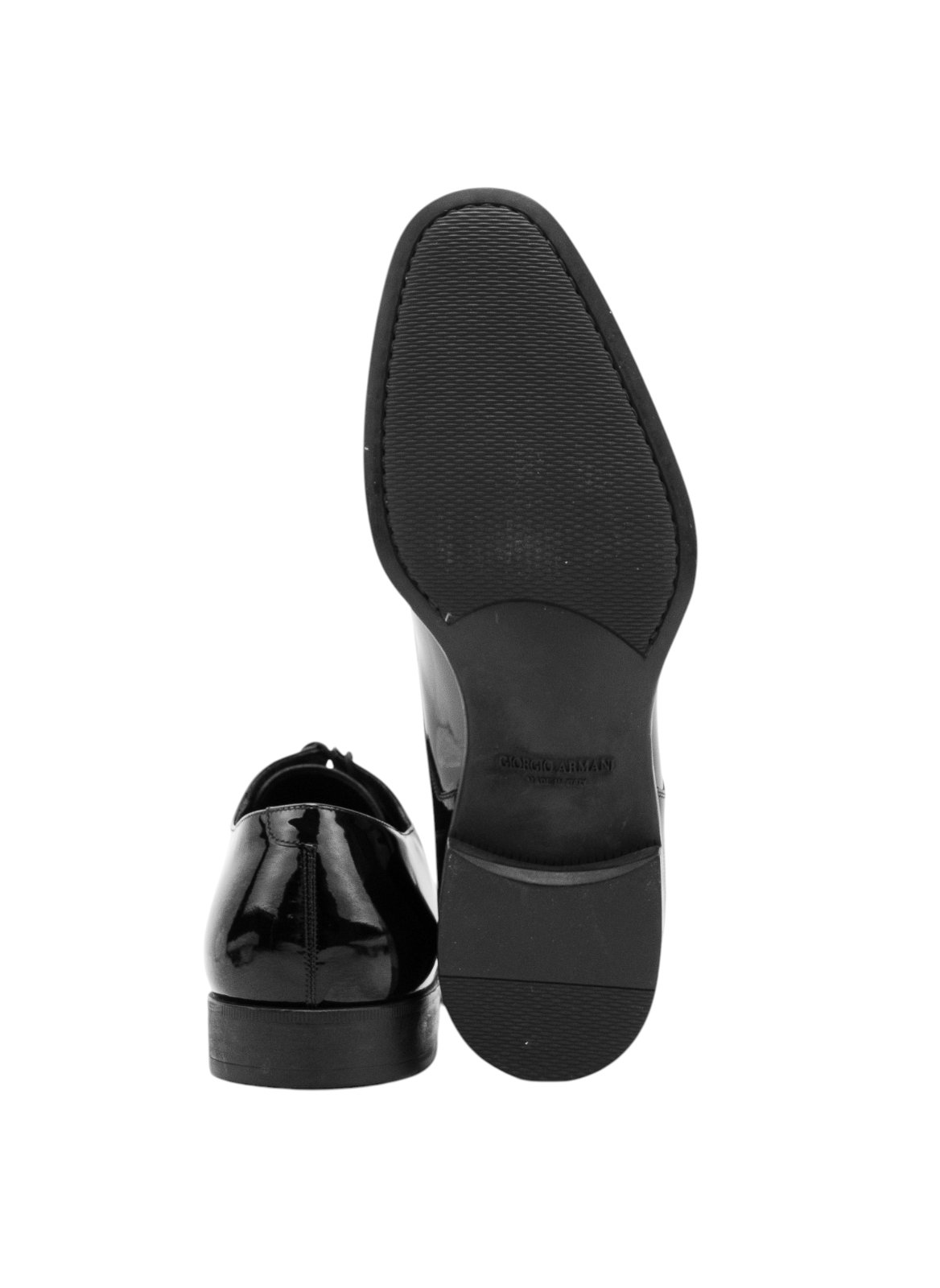 1220$ GIORGIO ARMANI Derby Shoes Black Patent Leather 8 UK 10 US 42 IT