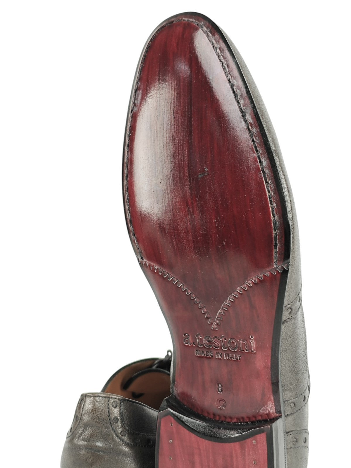 950$ TESTONI 1929 Oxford Shoes Washed Soft Lambskin Asphalt 8 UK 9 US 42 IT