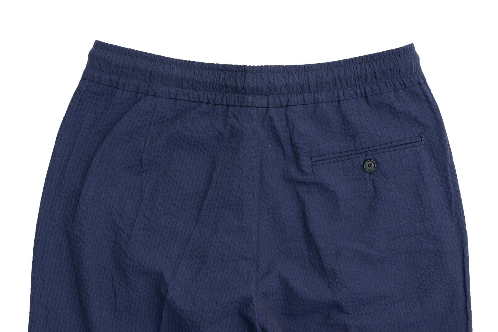 1100$ ISAIA NAPOLI Blue Drawstring Trousers Sport Pant Seersucker Cotton