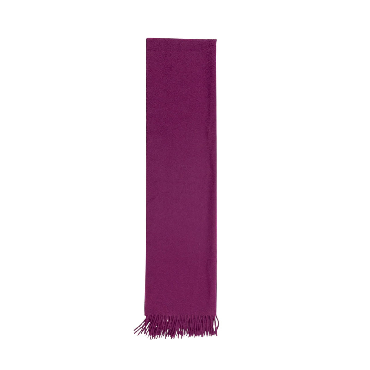 1500$ LORO PIANA Magenta Purple 100% Cashmere Fringed Scarf