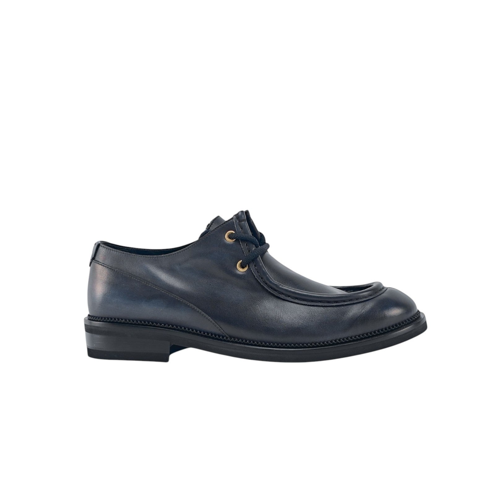 1200$ TESTONI Derby Moc-Toe Shoes Blue Calf & Wool Lining 8 UK / 9 US / 42 IT
