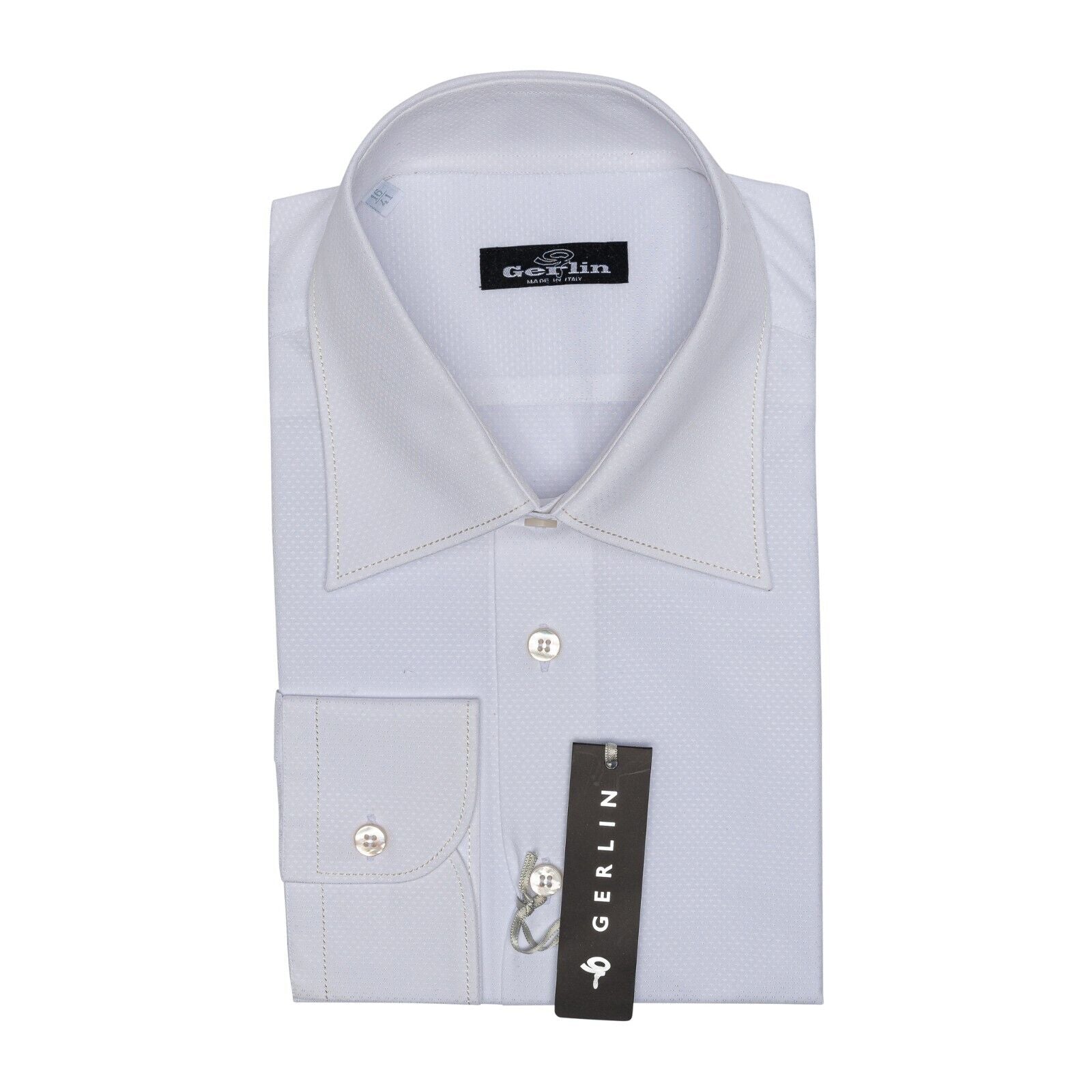 LUXURY 690$ GERLIN Shirt White JACQUARD Cotton 16 - 41 1E ZILLI