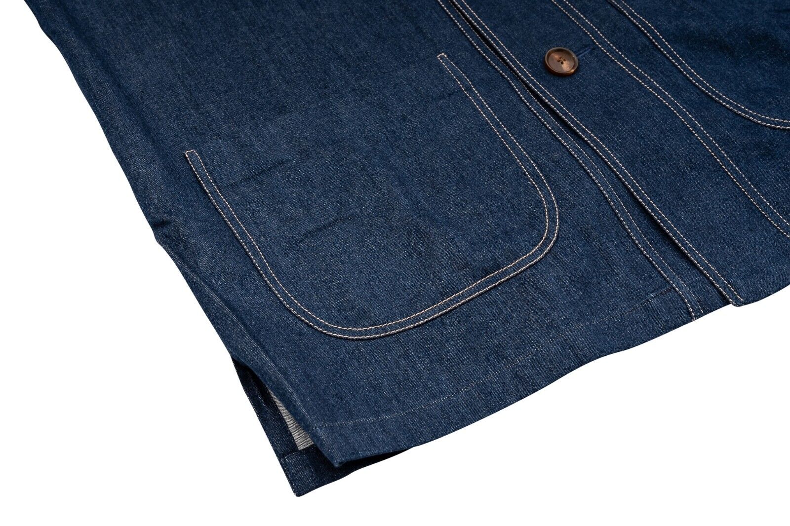 1400$ LUXURY MAROL BOLOGNA Japan Denim Safari Jacket Shirt Blue Cotton 15.5 - 39