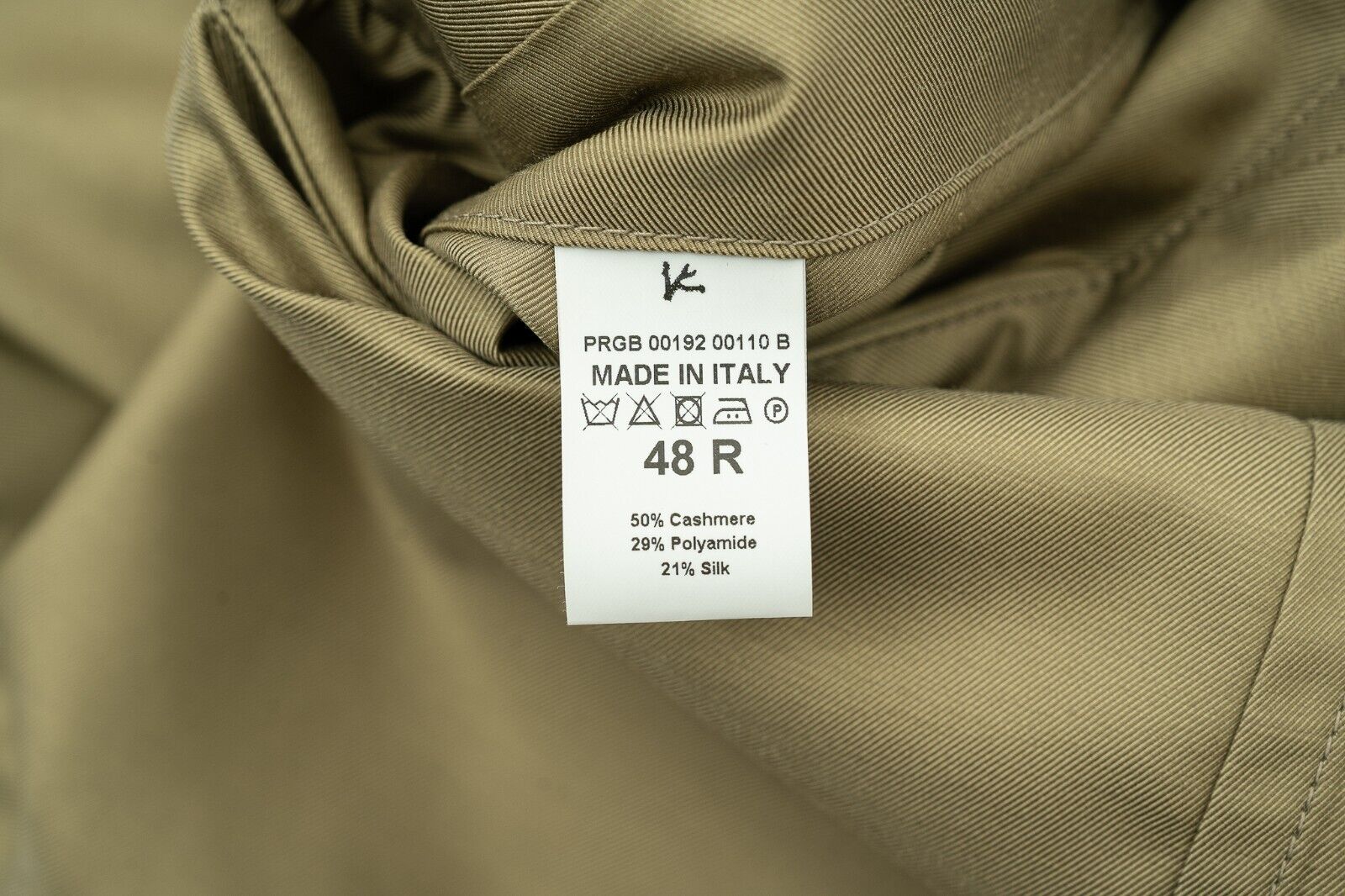 $2800 ISAIA Green Olive Trench Coat Carcoat Techno Cashmere / Silk 38 US / 48 EU