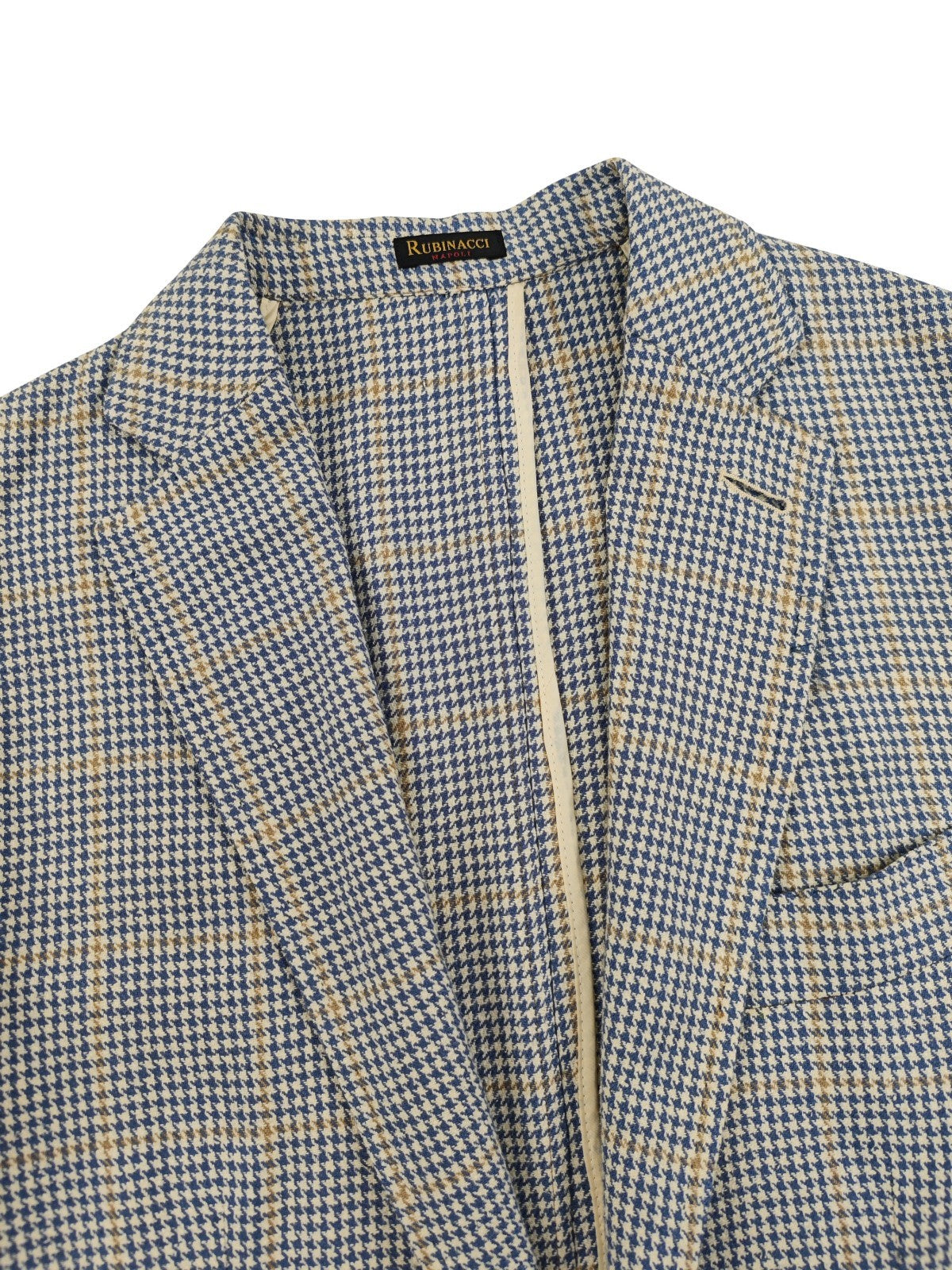 $1750 RUBINACCI NAPOLI Blue Checks Jacket Sport Coat 100% Linen 38 US / 48 EU