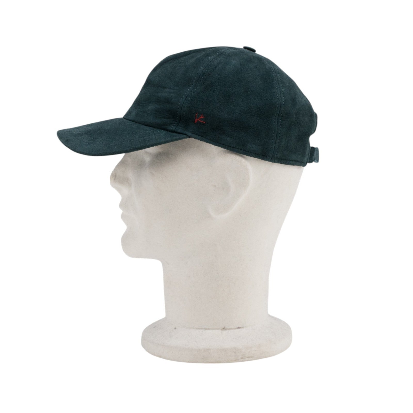 650$ ISAIA NAPOLI Dark Green 100% Suede Leather 6-Panel Baseball Cap - Size 58