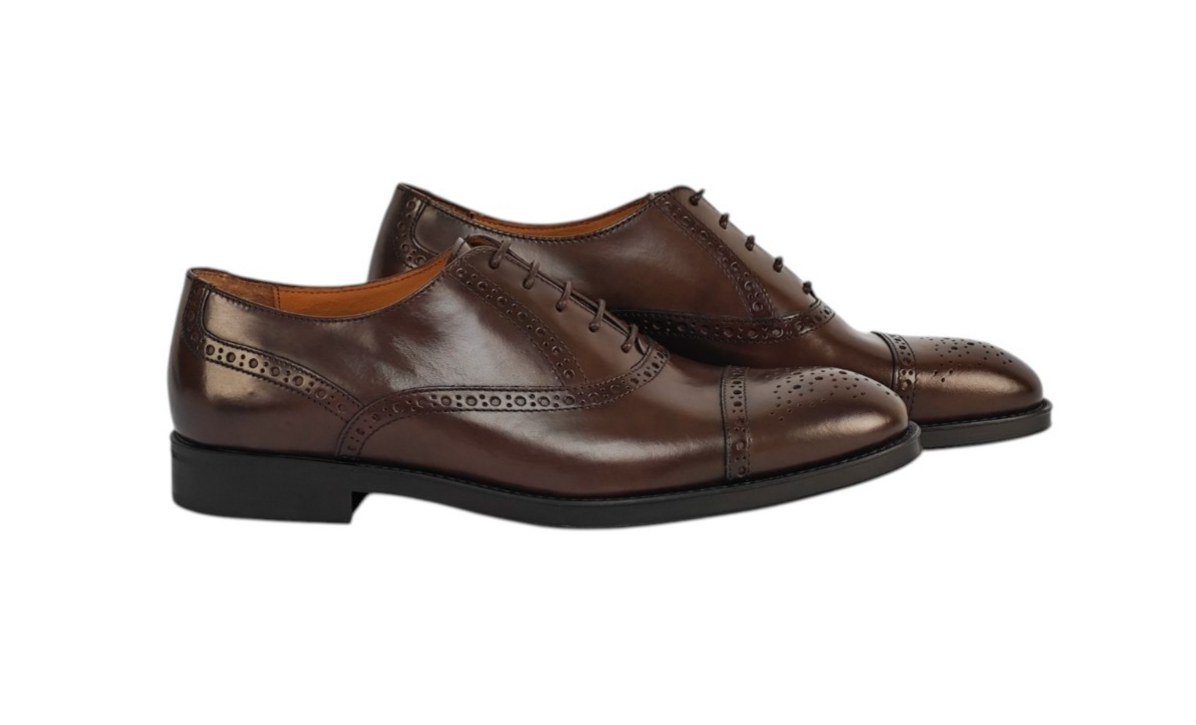 1000$ TESTONI Bologna 1929 Oxford Brogue Shoes Burnished Calf 8 UK 9 US 42 IT
