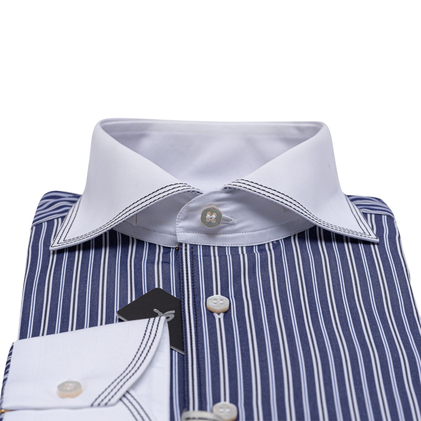 690$ LUXURY GERLIN Shirt Striped Blue T.MASON Cotton 16 - 41 1A ZILLI