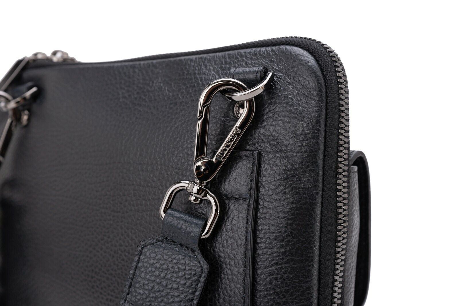 $1050 Testoni Bologna Blue Karibu Calf Clutch Bag / Pochette + Shoulder Strap