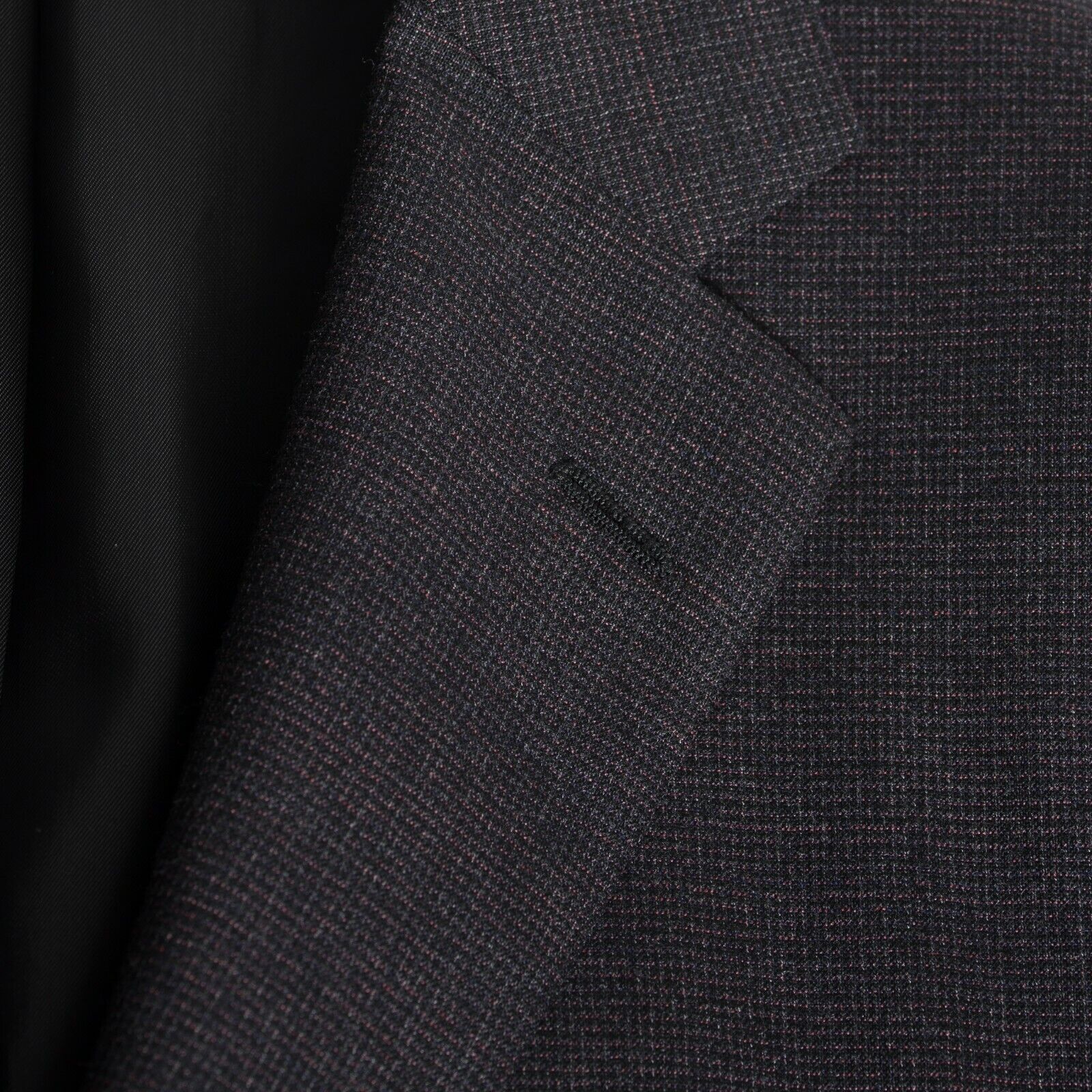 $2780 Belvest Wool Dark Gray + Magenta Suit 44 US / 54 EU  Drop 7R