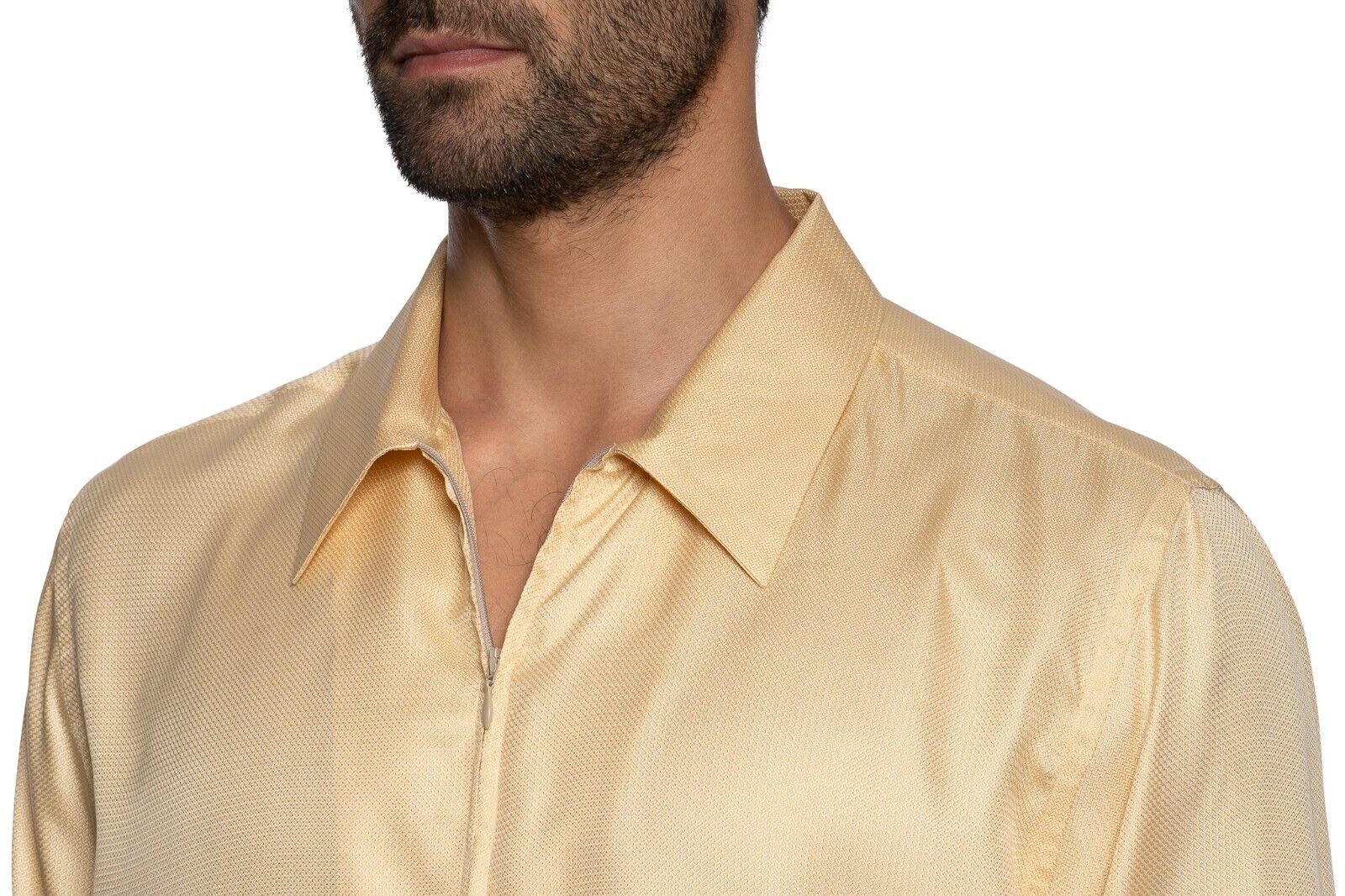 1400$ ITALO FERRETTI Jacket Shirt Full Zip 100% Silk COMO Size M BIJAN