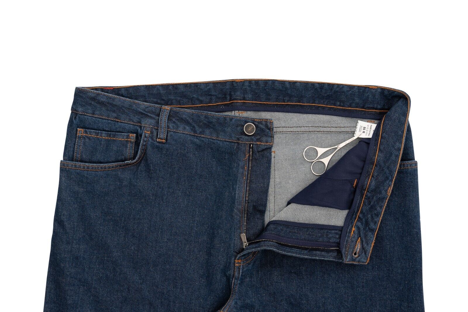 690$ ISAIA NAPOLI Dark Blue Denim Jeans Trousers Pant Cotton 40 US / 56 EU