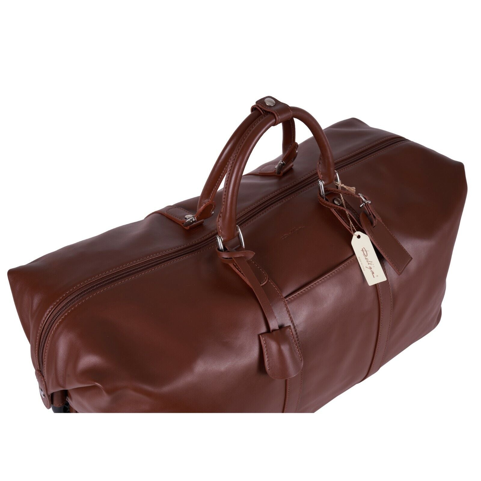 $2600 LUXURY DELL'GA MILANO Full Grain Leather Wheeled Travel Trolley Duffle Bag